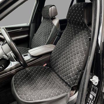 Накидки на сиденья Алькантара Audi Ромб высокие черные 109716 фото