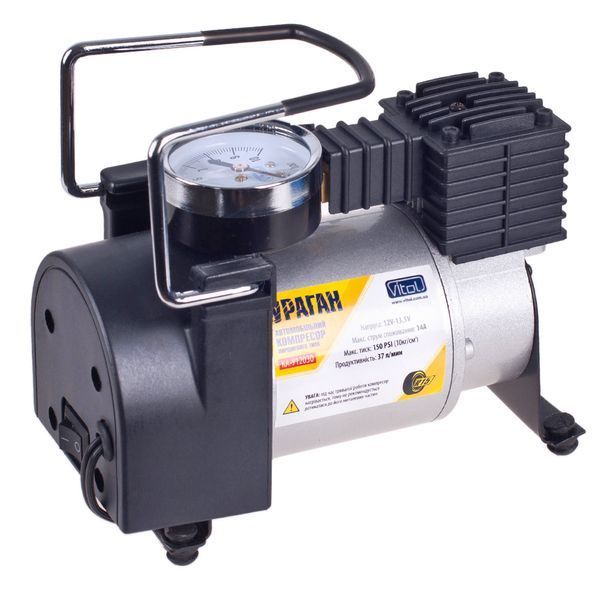 Компрессор Ураган КА-У12030 R13-R16 14Amp 37л в прикуриватель + переходник на клеммы 2113 фото