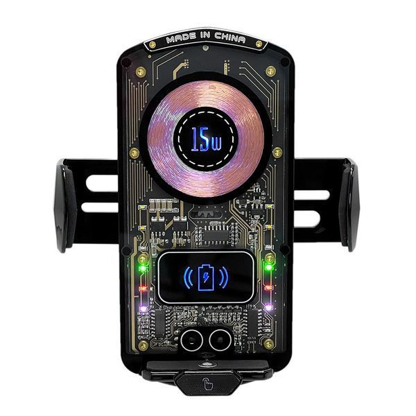 Автоутримувач Wireless Induction Car Holder Auto Open-Close XYJ A6 15W RGB Black 108941 фото