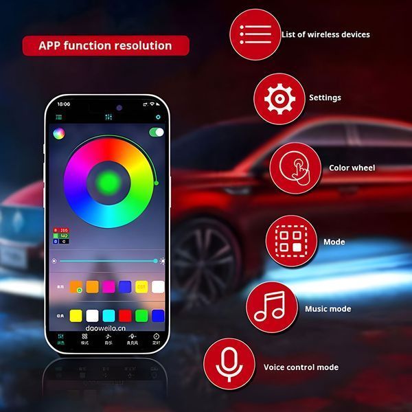 Подсветка колёсных арок и днища Rock Lights RGB 4in1 15LED c пультом + App Control 124335 фото