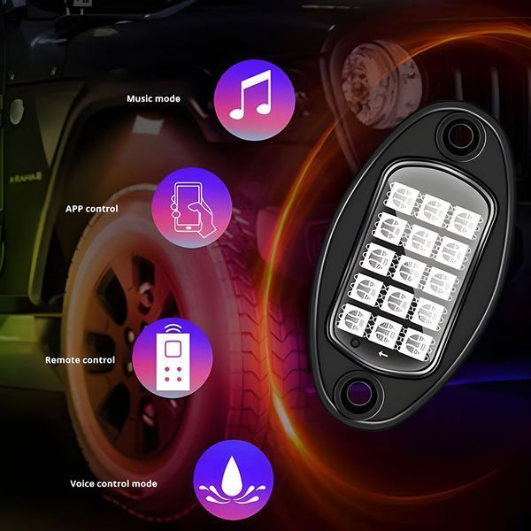 Подсветка колёсных арок и днища Rock Lights RGB 4in1 15LED c пультом + App Control 124335 фото