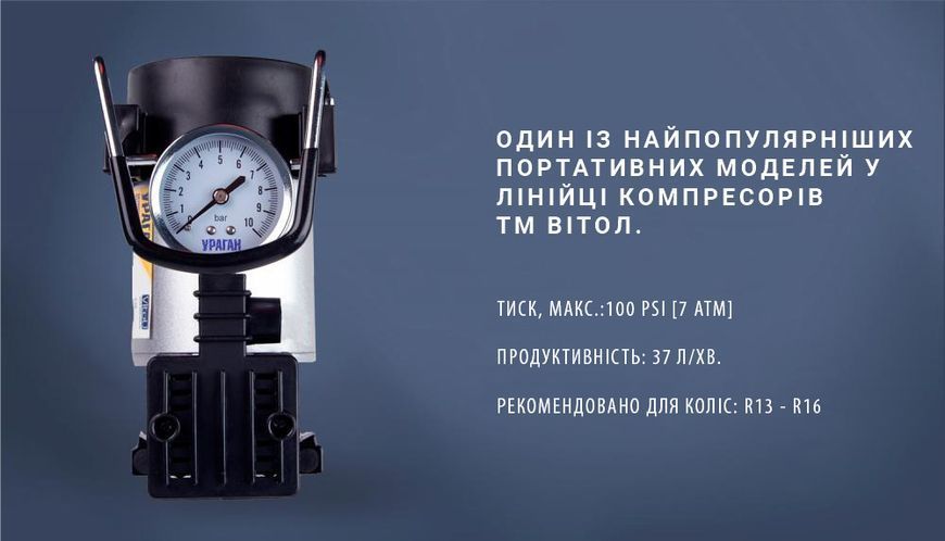 Компрессор Ураган КА-У12030 R13-R16 14Amp 37л в прикуриватель + переходник на клеммы 2113 фото