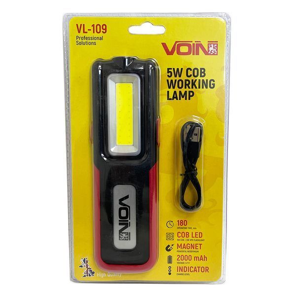 Переноска-ліхтар VOIN VL-109 5W-COB + 3W XPE Power Bank 2000mAh (на магніті) 101359 фото