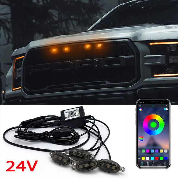 Підсвічування решітки радіатора Raptor style 3 LED 24V RGB Remote APP (4шт) 109192 фото