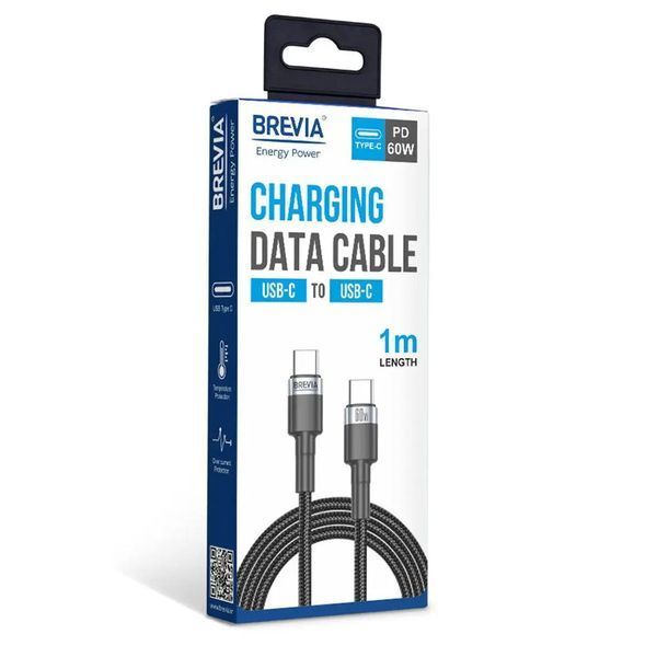 Кабель Brevia Type-C - Type-C 60W 1m 51100BCCC1 Black 124666 фото