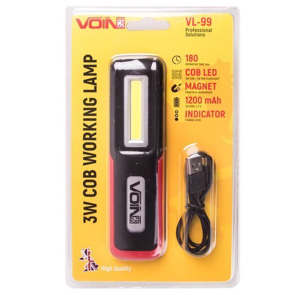 Переноска-ліхтар VOIN VL-99 3W-COB + 3W XPE 1200mAh (на магніті) 101355 фото