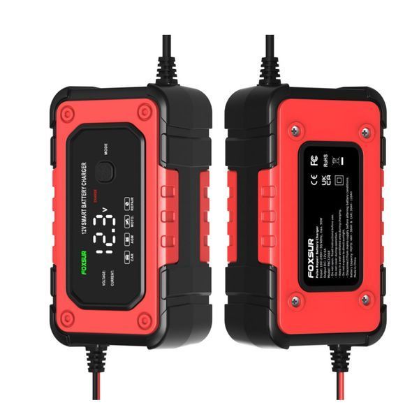 Зарядное устройство импульсное Foxsur FBС1206Е 6A 120Ah 12V Red 124584 фото