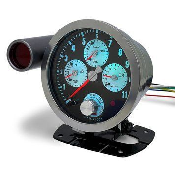 Тахометр з відсіканням Ket Gauge 7C7415-1 температура води + тиск олії + вольтметр 7 Colors 95мм 29778 фото