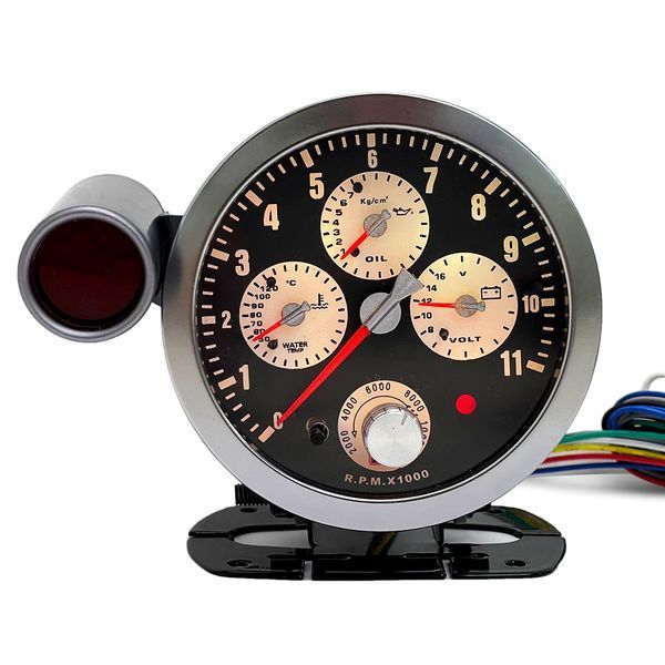 Тахометр з відсіканням Ket Gauge 7C7415-1 температура води + тиск олії + вольтметр 7 Colors 95мм 29778 фото