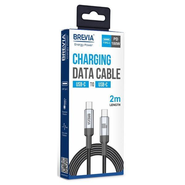 Кабель Brevia Type-C-Type-C 100W 2m 57200BССС1 Black 124665 фото