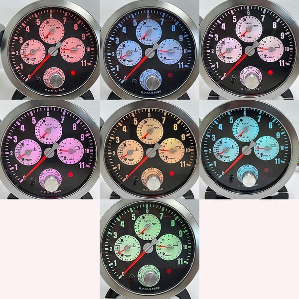 Тахометр з відсіканням Ket Gauge 7C7415-1 температура води + тиск олії + вольтметр 7 Colors 95мм 29778 фото