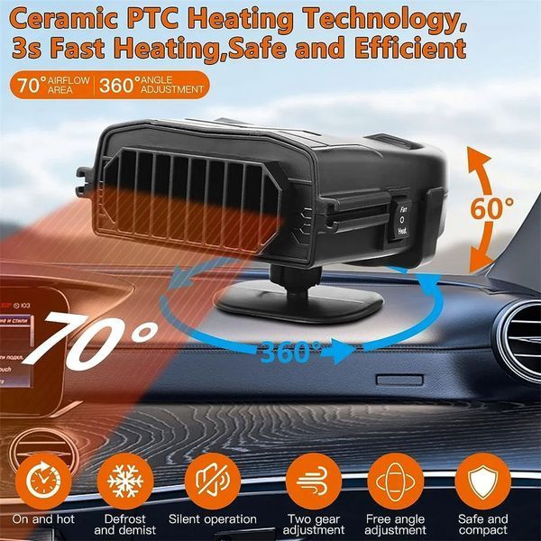 Тепловентилятор керамический Лидер R804 150W 12V Черный 108290 фото