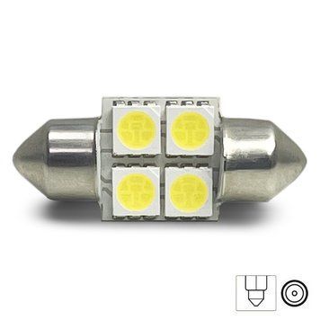 Світлодіодна автолампа Cristal SV8.5 T11 28мм 4 LED 5050SMD 12V Біла 1028 фото