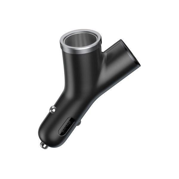 Автомобильное зарядное Baseus Y Type Dual USB+Cigarette Lighter Extended 3.4A 40W (CCALL-YX01) Black 103753 фото