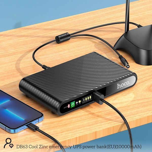 Повербанк для роутера UPS Hoco Cool Zinc DB63 10000mAh 5V/9V/12V 15V/24V USB 17W LAN POE Black 124598 фото