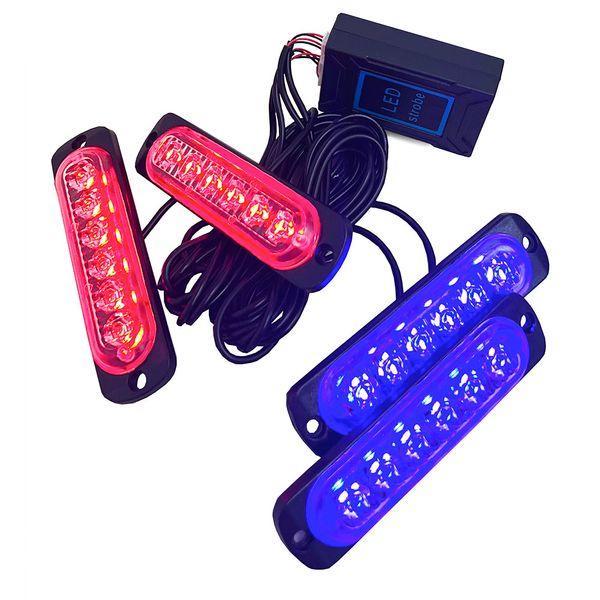 Стробоскоп 6 LED 4in1 с пультом R/B (красный-синий) 104022 фото