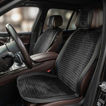 Накидки на сидіння Алькантара Lux VIP (1+1) смуга (з підголівниками) Чорні 124241 фото