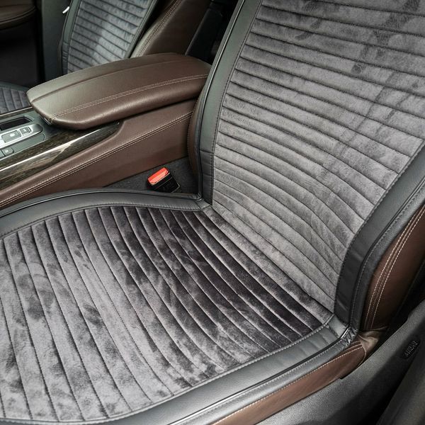 Накидки на сидіння Алькантара Lux VIP (1+1) смуга (з підголівниками) Чорні 124241 фото
