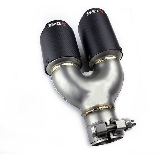 Насадка глушника Akrapovic AK54-76 Подвійна права (R-ZB) carbon 85849 фото
