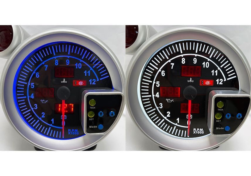 Тахометр з відсіканням Ket Gauge 7787-1 температура води + тиск олії + вольтметр 1 LED 120мм 123744 фото