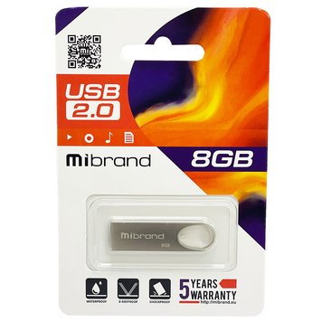 USB флешка Mibrand USB 2.0 Irbis 8Gb Silver 109309 фото