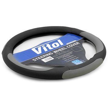 Чохол на кермо Vitol 17023 GY M шкірозамінник (37-39 см.) 21860 фото