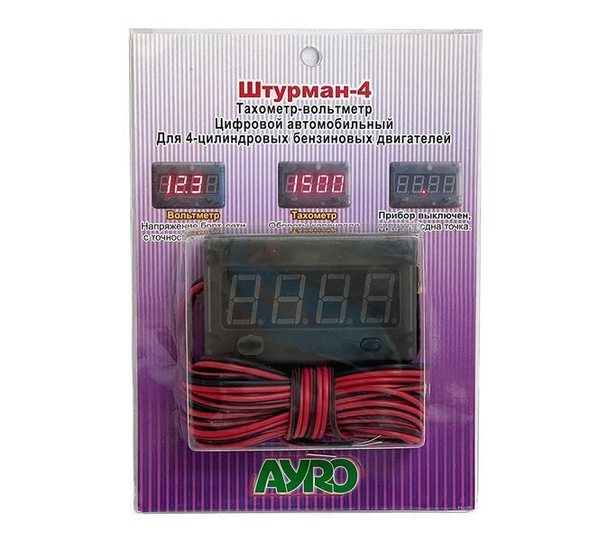 Прилад Штурман 4 (Тахометр + Вольтметр) для 4-циліндрових бенз. двигунів 12V 103010 фото
