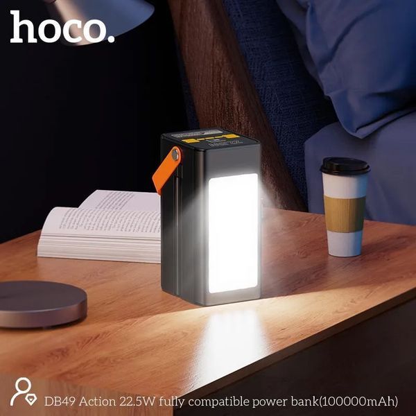 Повербанк Hoco DB49 100000mAh 4USB Type-C, Lightning 22.5W 3A PD/QC Black 123136 фото