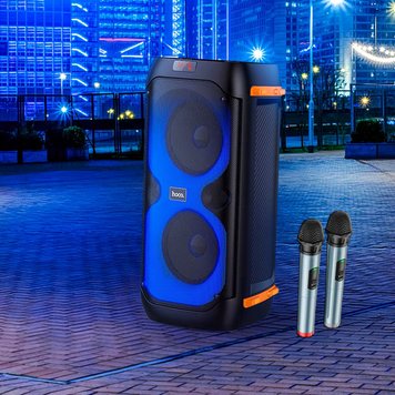 Портативная колонка с караоке Hoco Manhattan Wireless Dual mic BT Speaker BS53 BT5.1 2Mic AUX FM TF 105843 фото