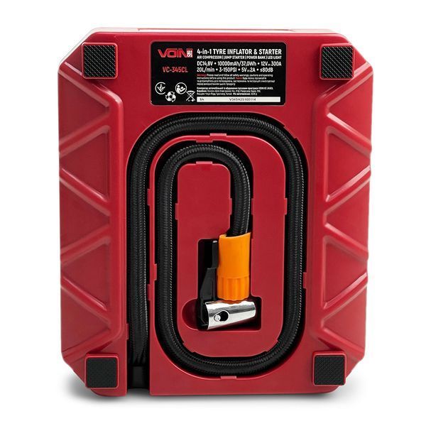 Компресор Voin VC-345CL 4in1 R13-R16 10Amp 20л Booster 14.8V 37.0wh, Power Bank 10000mAh 124377 фото