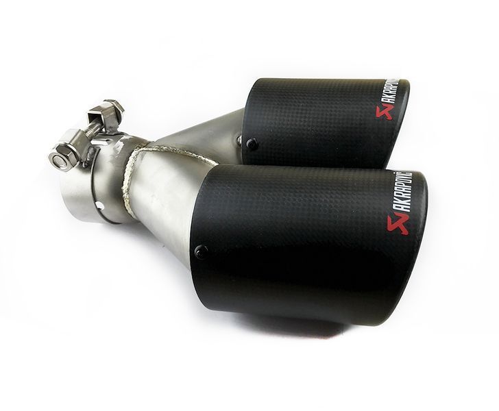 Насадка глушника Akrapovic АК63-89 Подвійна права (R-JB) carbon 85867 фото