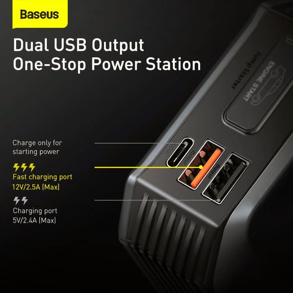 Пусковое устройство (бустер) для авто Baseus Super Energy Max Jump Starter 2000A 20000mAh Black 103715 фото