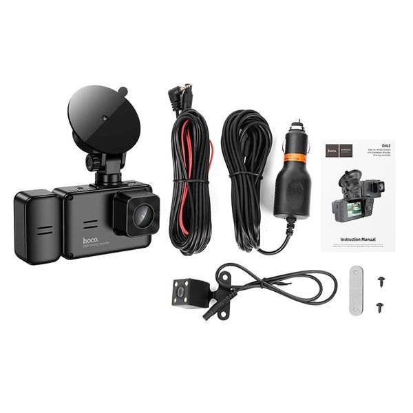 Відеореєстратор Hoco Three-Screen Simultaneous Display DI62 2" 720P/480P/480P WiFi Black 122786 фото
