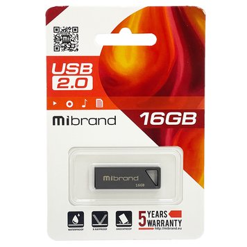 USB флешка Mibrand USB 2.0 Stingray 16Gb Grey 109313 фото