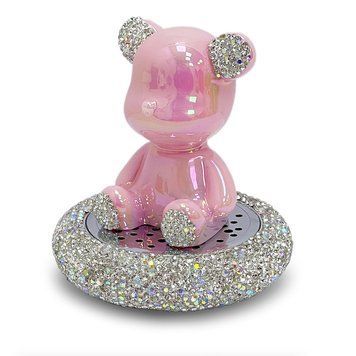 Ароматизатор на торпеду Ведмедик зі стразами Pink з маслом 108828 фото