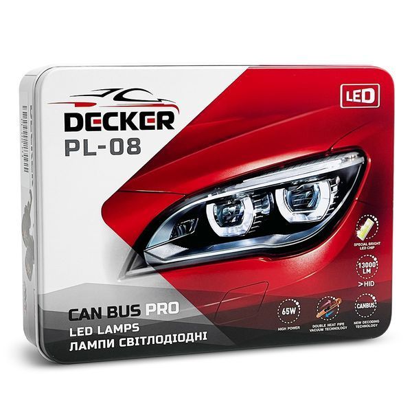 Світлодіодні автолампи Decker LED PL-08 H3 65W 5000K 13000Lm Canbus PRO 9-32V (2шт.) 124528 фото