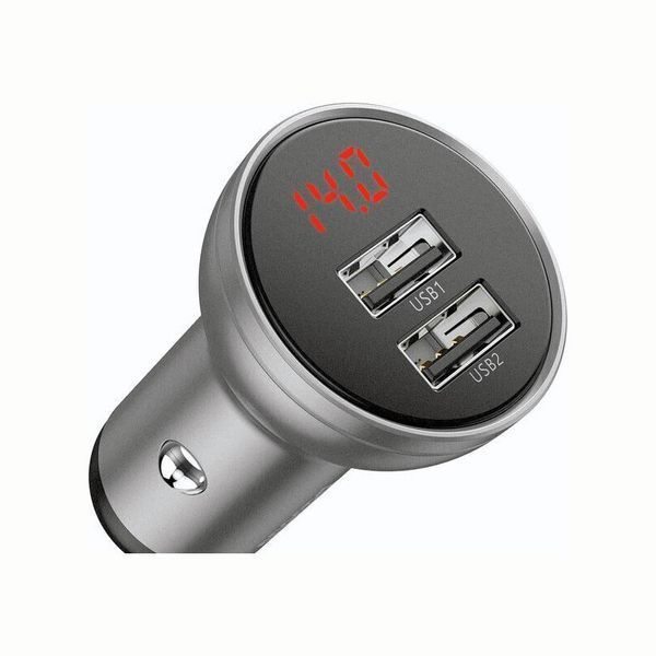 Зарядное устройства для телефонов Baseus Digital Display Dual USB 4.8A Car Charger 24W (CCBX-0S) Sil 89334 фото