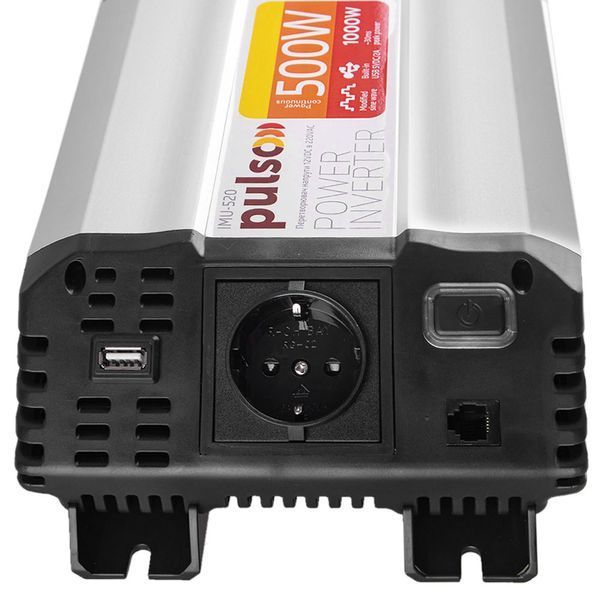 Преобразователь напряжения Pulso IMU-520 12V-220V 500W 1USB-5V DC 2.0A 1-Розетка (мод. синусоид) 123142 фото