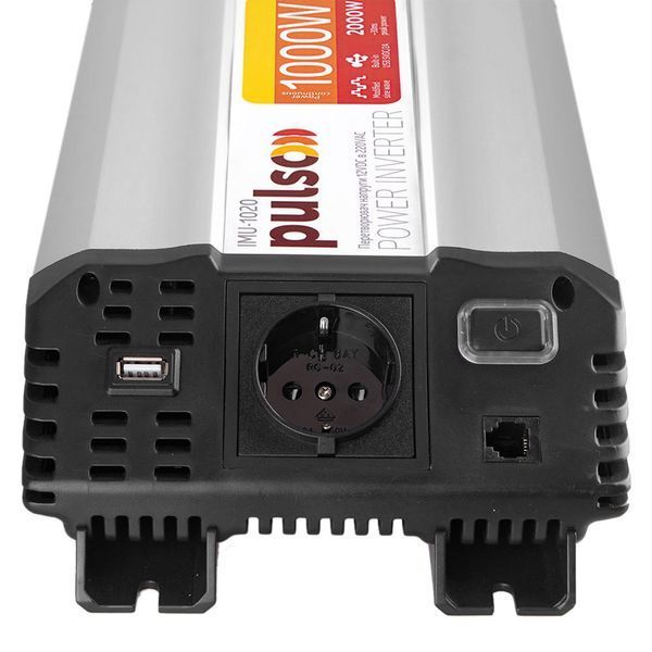 Преобразователь напряжения Pulso IMU-1020 12V-220V 1000W 1USB-5V DC 2.0A 1-Розетка (мод. синусоид) 123139 фото