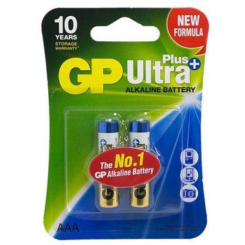 Батарейки GP Ultra Plus Alkaline 1.5V 24AUP-U2 лужна LR03 AUP AAA (4891199100307) (блістер 2шт) 105497 фото