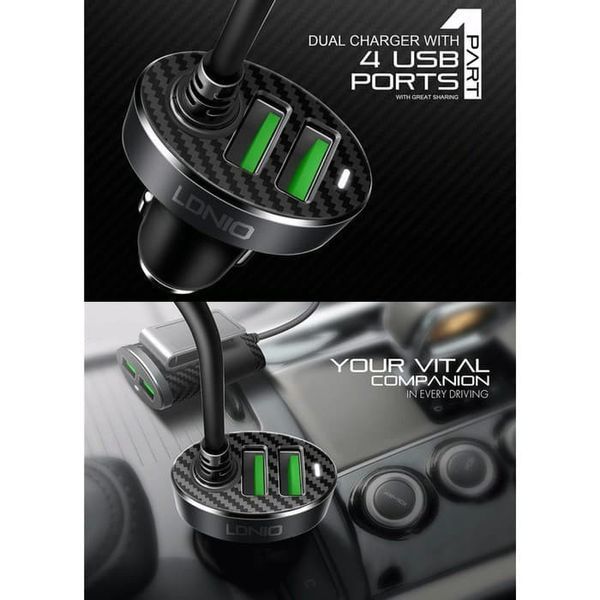 Зарядное LDNIO Front and Back Seat C502 4-USB, 5,1A Black 95881 фото