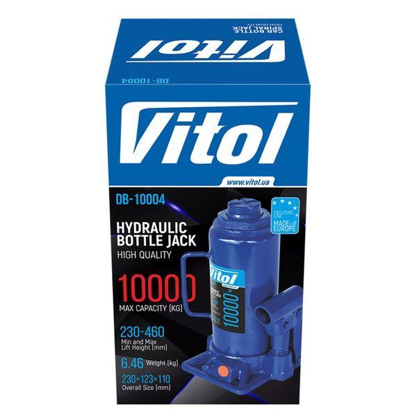 Домкрат гідравлічний Vitol 10т (230-460мм) ДБ-10004 (DB-10004) 124379 фото
