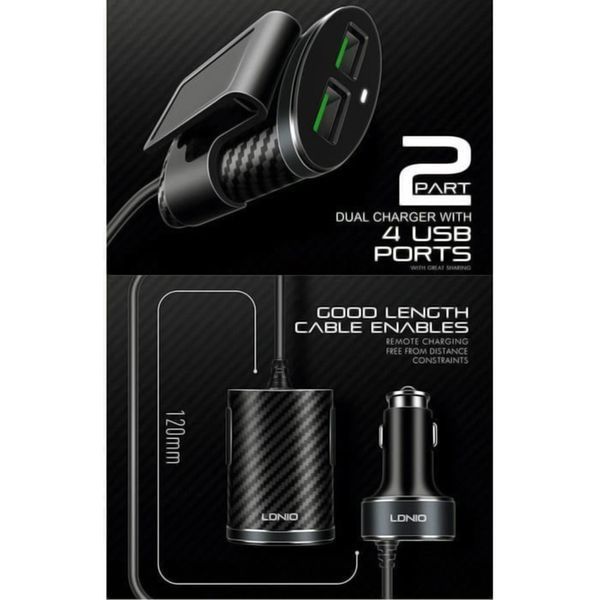 Зарядное LDNIO Front and Back Seat C502 4-USB, 5,1A Black 95881 фото