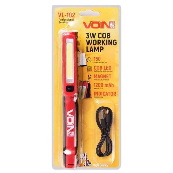 Переноска-ліхтар VOIN VL-102 3W-COB+3W XPE 1200mAh (на магніті) 120386 фото