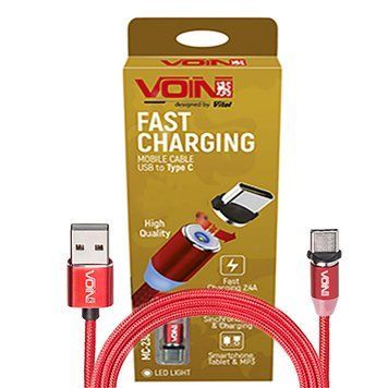 Кабель Voin 2301C USB - Type-C 2,4А 1m магнитный Red (MC-2301C RD) 106594 фото
