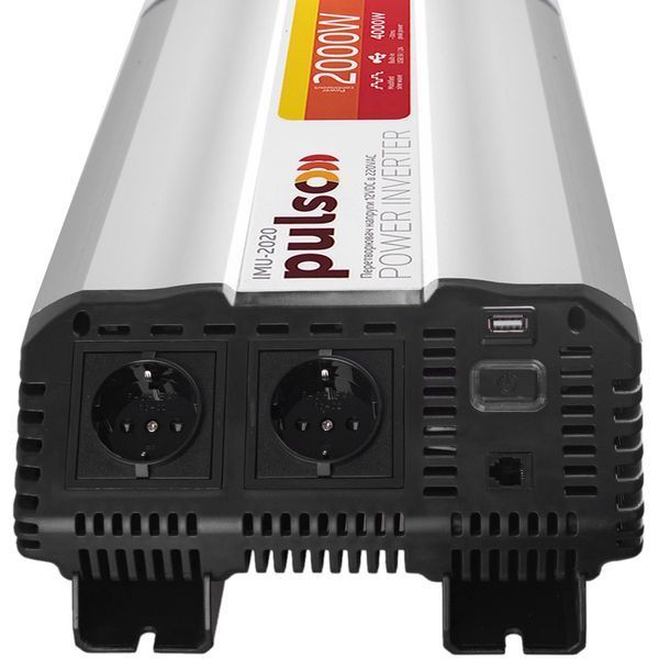 Преобразователь напряжения Pulso IMU-2020 12V-220V 2000W 1USB-5V DC 2.0A 2-Розетки (мод. синусоид) 123141 фото