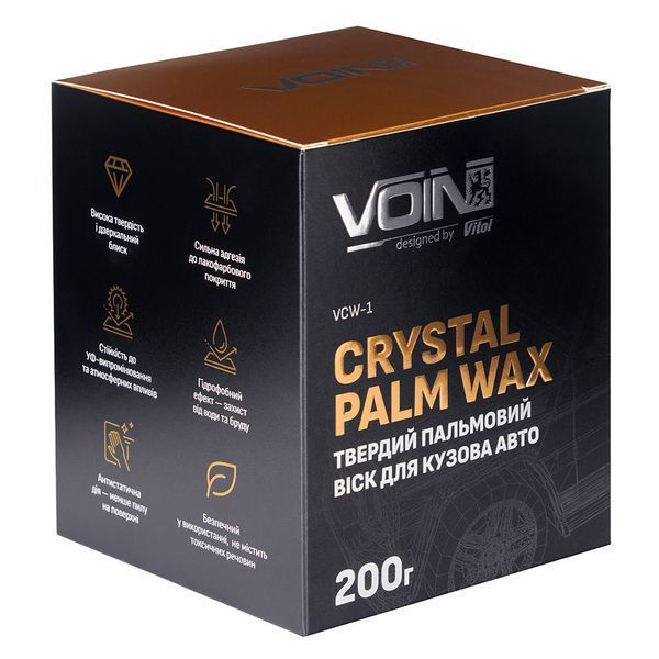 Твердий віск для кузова Voin Crystal Palm Wax VCW-1 (з аплікатором та мікрофіброю) 200г 123949 фото