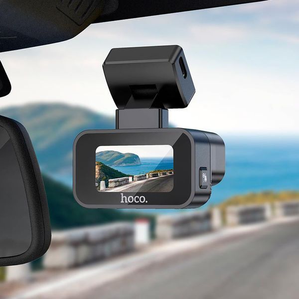 Відеореєстратор Hoco Mini Screen Dashcam DV10 1.47" IPS 1080P 30fps WiFi Black 123286 фото