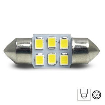 Світлодіодна автолампа Cristal SV8.5 T11 28мм 6 LED 3528SMD 12V Біла 1032 фото
