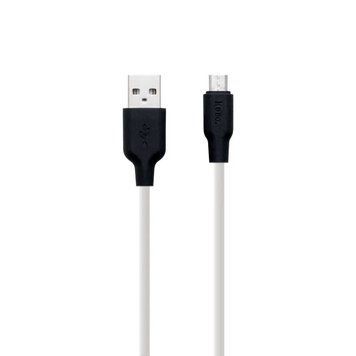 Кабель HOCO X21 USB - MicroUSB Silicone Plus 2.4A 1m Black - White 104135 фото